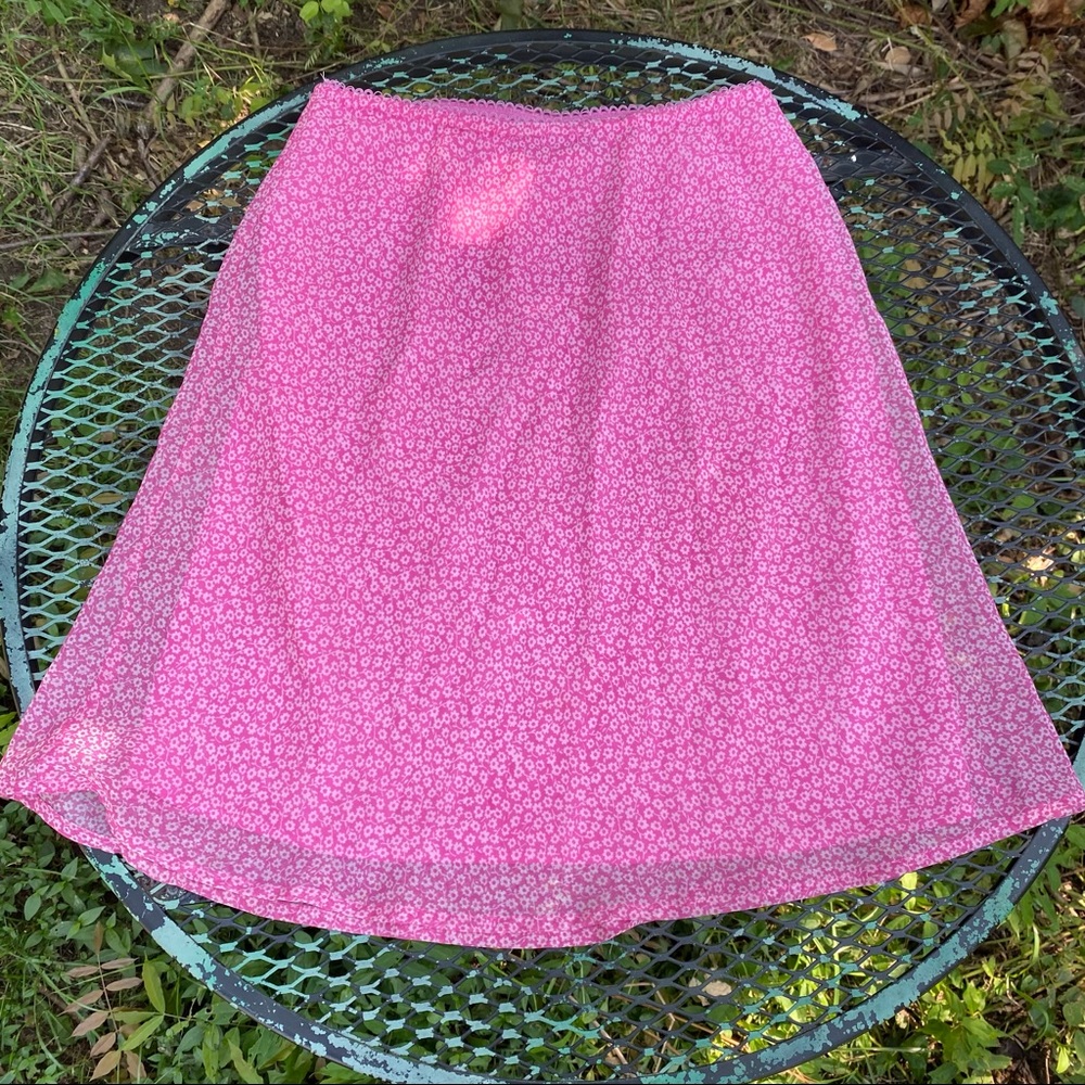 Hot pink tiny flower printed skirt
